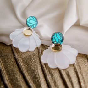 Handmade náušnice Mušle veľké azure