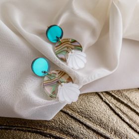 Handmade náušnice Mušle stredné azure