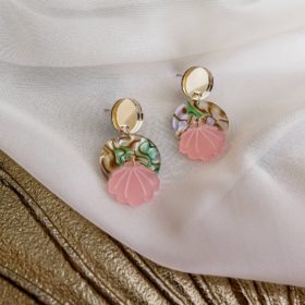 Handmade náušnice Mušle stredné pink
