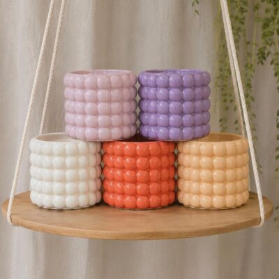 Keramický kvetináč Bubble peach 10 cm farebny keramicky kvetinac fialovy oranzovy biely leskly