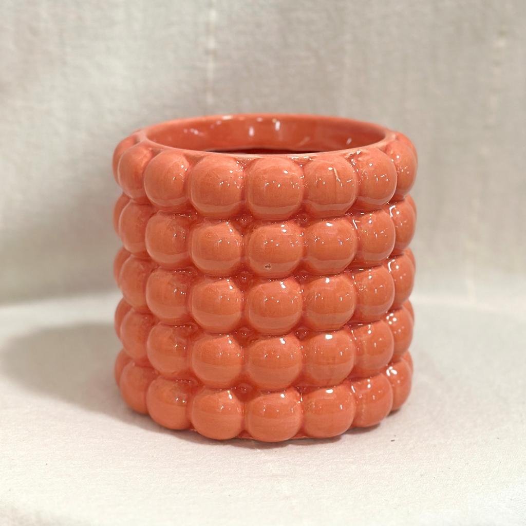 Keramický kvetináč Bubble coral 10 cm oranzovy keramicky kvetinac leskly bubble coral