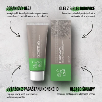 InaEssentials – Krém Fungomycol na plesne nechtov a suchú, popraskanú pokožku 75 ml InaEssentials Krém Fungomycol na plesne nechtov a suchú, popraskanú pokožku