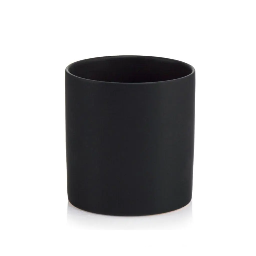 Keramický kvetináč Cylinder matný čierny 16 cm