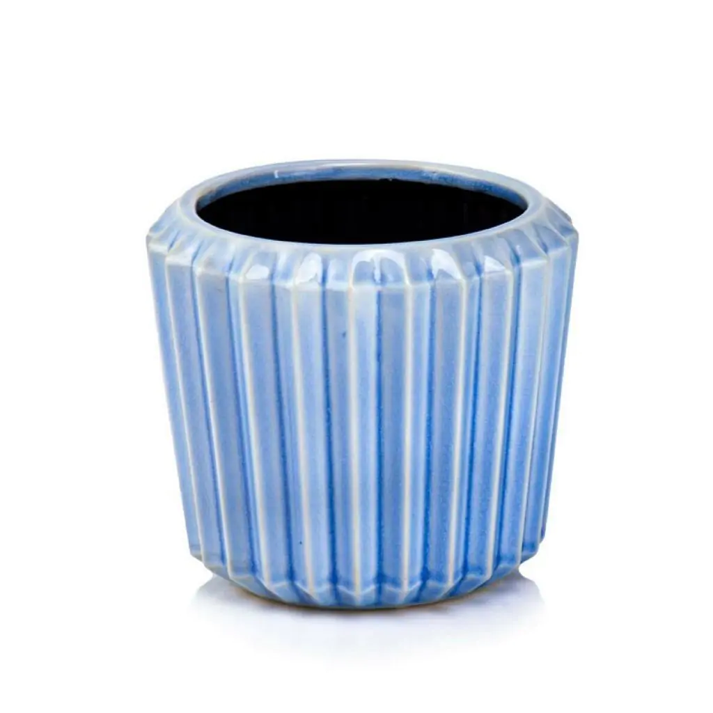Keramický kvetináč Pleat modrý 13&nbsp;cm