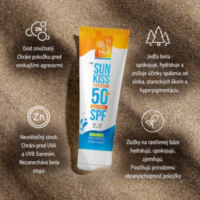 InaEssentials – Prírodný opaľovací krém na tvár a telo SPF 50+ 100 ml inaessentials prirodny opalovaci krem spf 50 na telo na tvar pre deti
