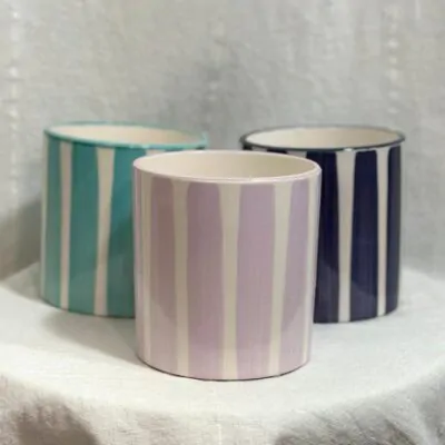 Dekoračný črepník Linea lilac 10 cm dekoracny crepnik kvetinac pasikovy farebny