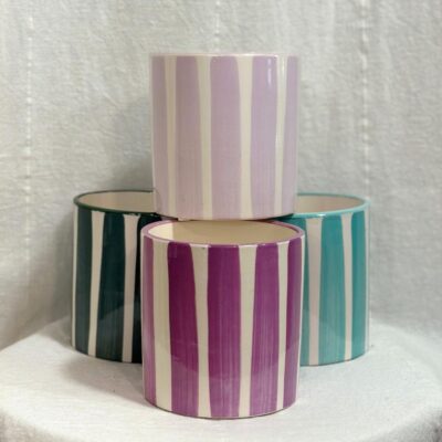 Dekoračný črepník Linea lilac 10 cm dekoracny crepnik kvetinac pasikovy farebny