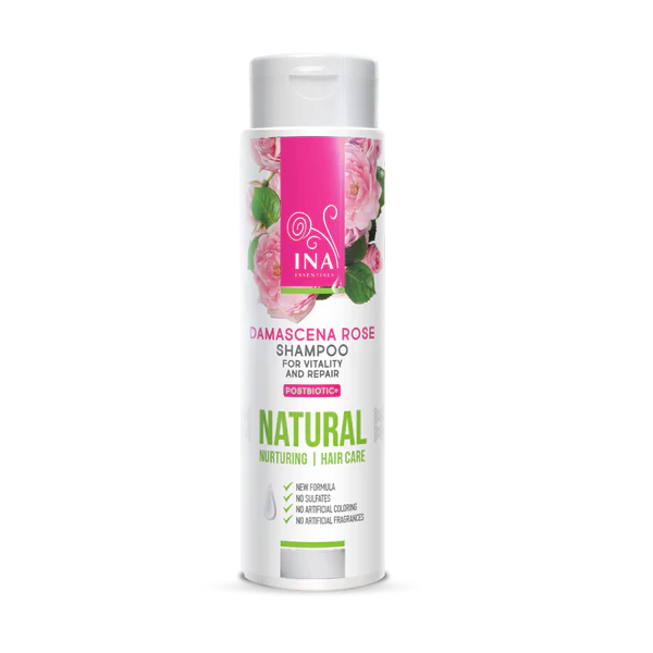 InaEssentials – Prírodný ružový šampón pre scuhé a poškodené vlasy 200 ml