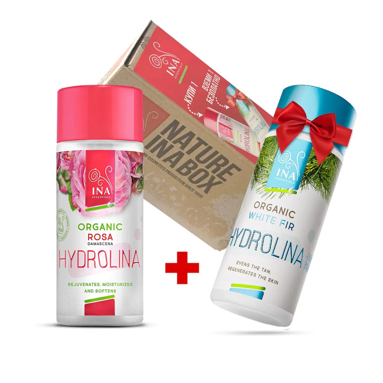 InaEssentials – MDŽ balíček 1+1 zadarmo (Ružová voda 150 ml + Voda z jedle bielej 150 ml)
