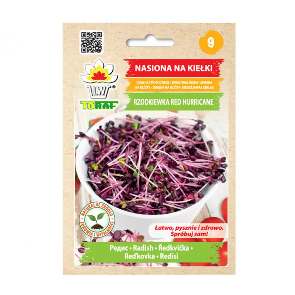 Reďkovka Red Hurricane semienka na klíčenie 10 g redkovka red hurricane semienka na klicenie microgreens klicky klickovanie