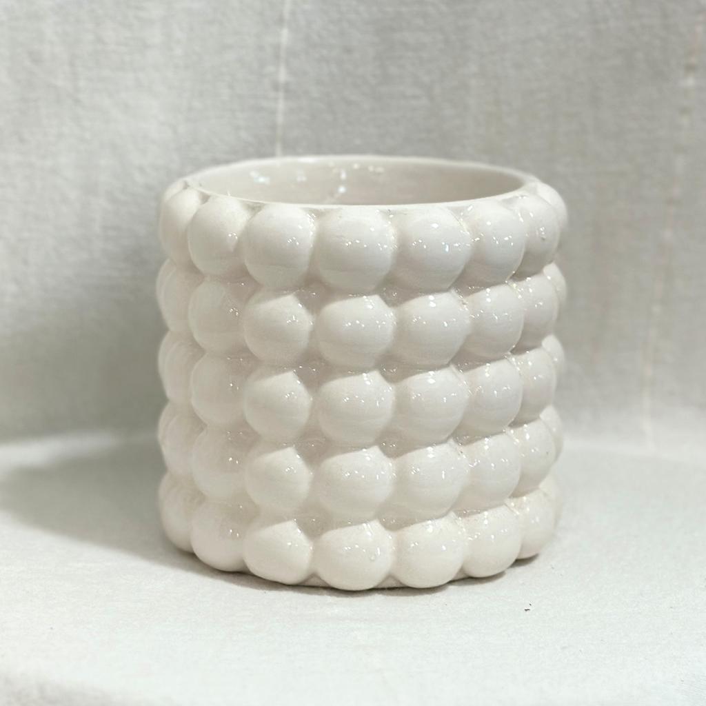 Keramický kvetináč Bubble white 10 cm biely keramicky kvetinac leskly bubble