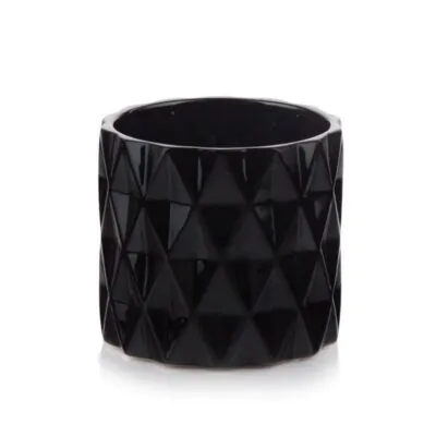 Izbové rastliny, riasogule a príslušenstvo keramicky kvetinac na rastliny cierny leskly