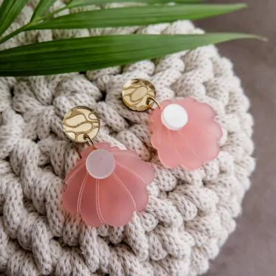 Handmade náušnice Mušle veľké pink