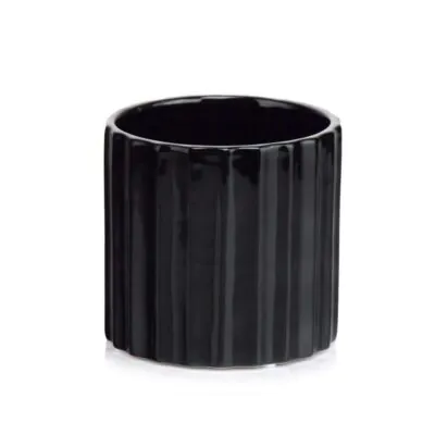 Izbové rastliny, riasogule a príslušenstvo cierny keramicky kvetinac